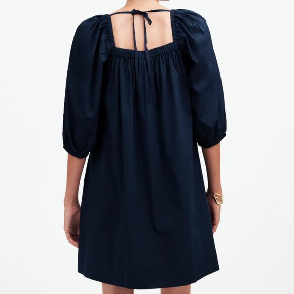 Madewell Mini Dress Womens Square-Neck Puff-Sleeve Navy Blue Size 00 NEW - Picture 3 of 11